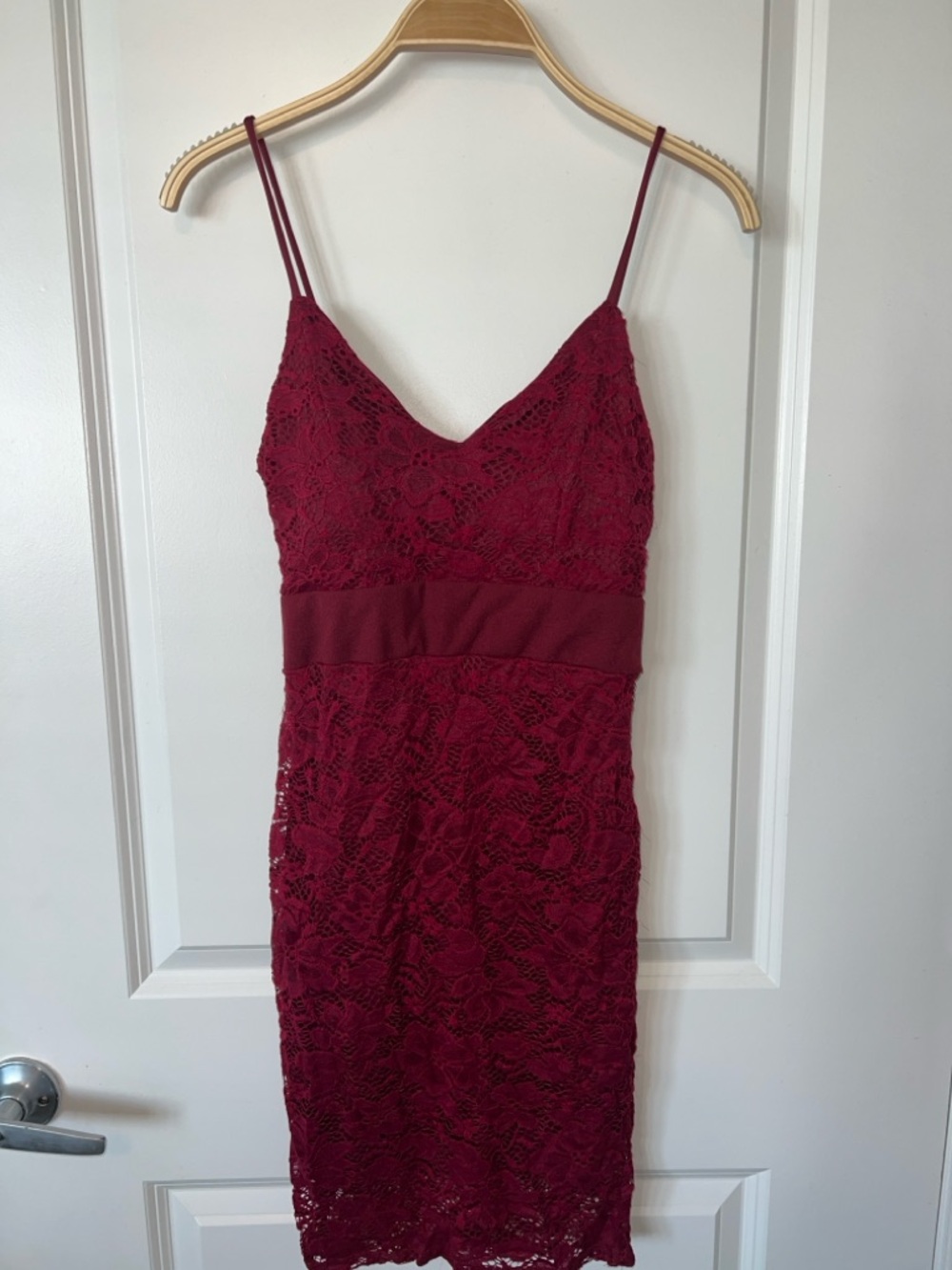 Lace Slip Dress in Deep Wine - Women's Spaghetti Strap Dress